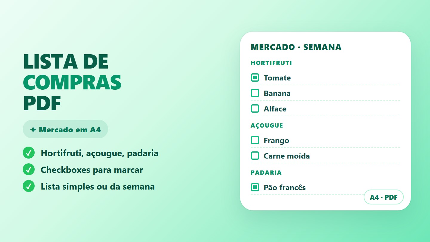 Lista de Compras PDF Grátis para Imprimir